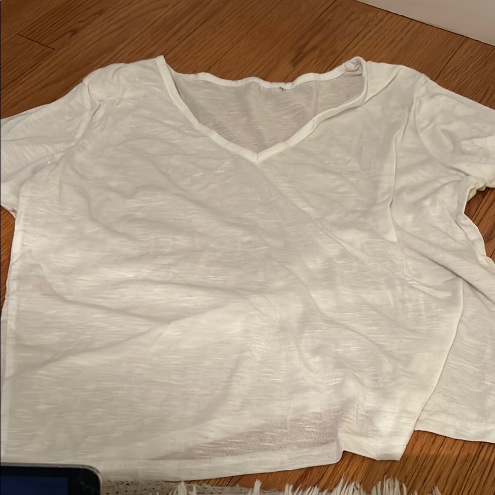 White V-Neck Women's Top